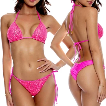 נצנצים ביקיני מוצק בגד ים בגדי ים בגד ים בגדי נשים bquin ביקיני סט ללבוש bquine birasileiro