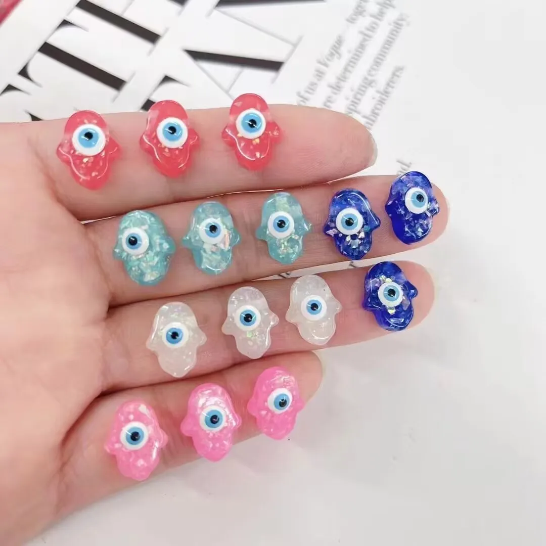 

20Pcs Turkish Colored Beads Evil Eye Beads Resin Hamsa Hand Heart Spacer Beads For Jewelry Making DIY Bracelet Necklace
