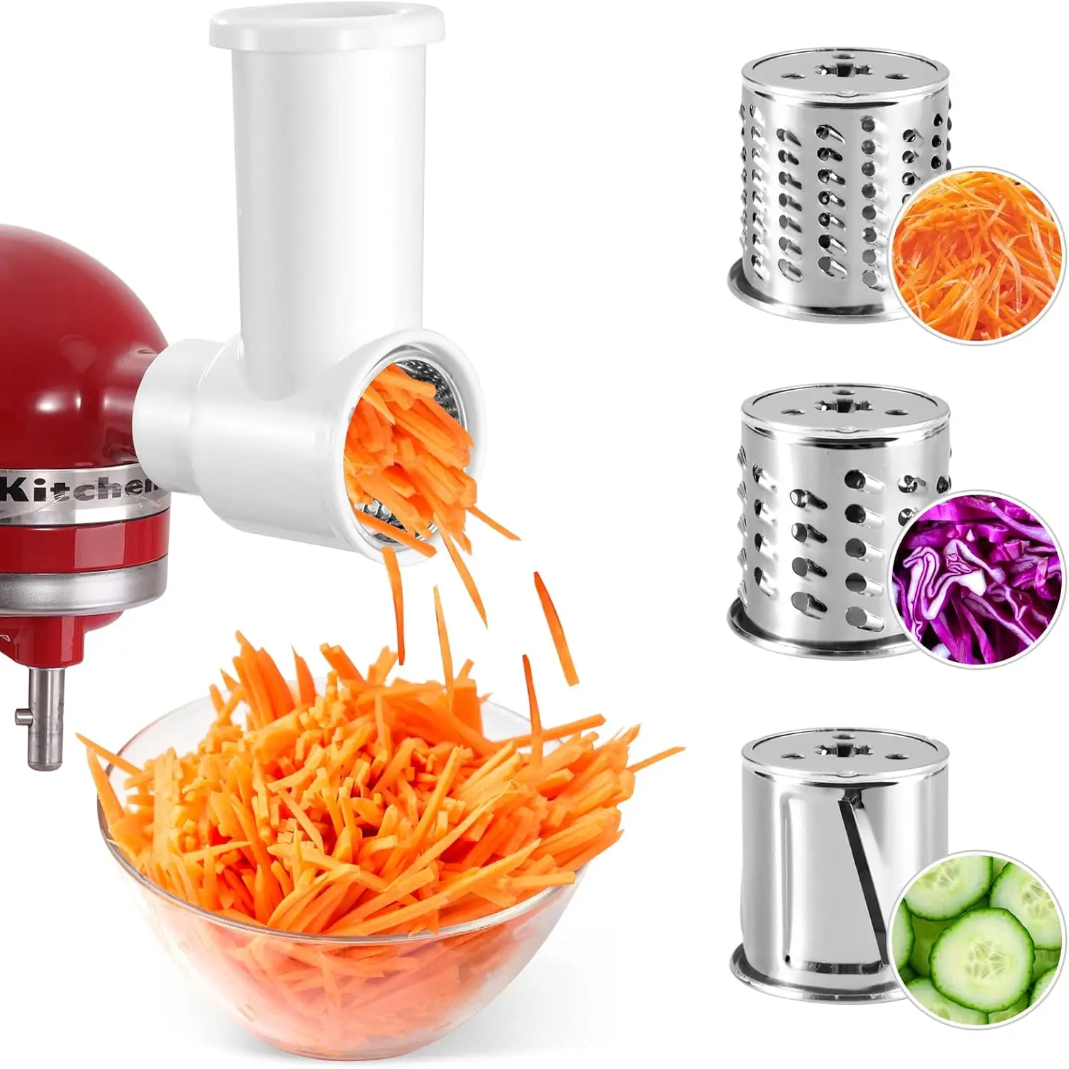 Slicer Shredder Attachments for Kitchenaid Mixer, Slicer Accessories to Quickly Slice Vegetables for Salads,Potatoes,Cucumbers