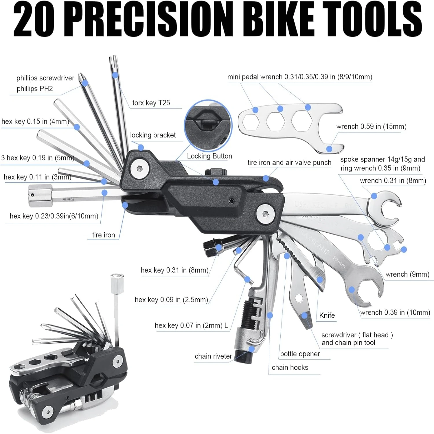 Convenient, versatile, and lightweight essential bike tool kit for outdoor enthusiasts - The perfect MTB multi-tool with a handy