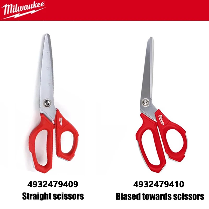 Milwaukee Straight and Angled Scissors, Multifunctional All Metal Durable Rust Proof, Manual Tools for Construction Sites