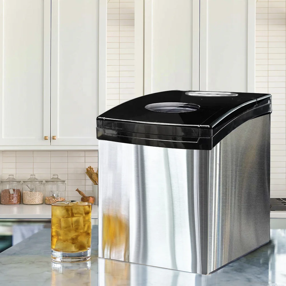 Máquina para hacer hielo cúbico cuadrada portátil de 10-15KG, restaurante comercial, Bar, bebida fría, máquina para hacer hielo en cubitos de acero inoxidable para el hogar