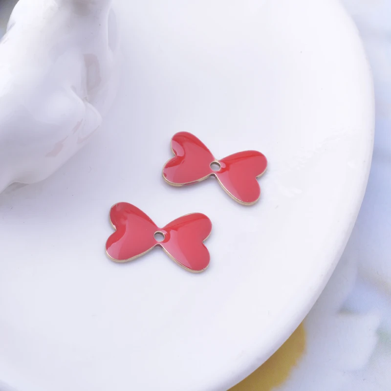 30 Stück Kupfer-Charms mit beidseitiger Emaille, rote Korallen-Anhänger, Verbinder für DIY-Schmuck- und Ohrringherstellung – Detail 7