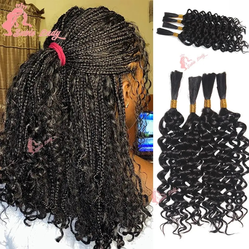 

4 пучка плетения волос Water Wave Bulk для плетения без утка Глубокие вьющиеся плетение волос для косичек Boho Deep Wave Bulk для косичек