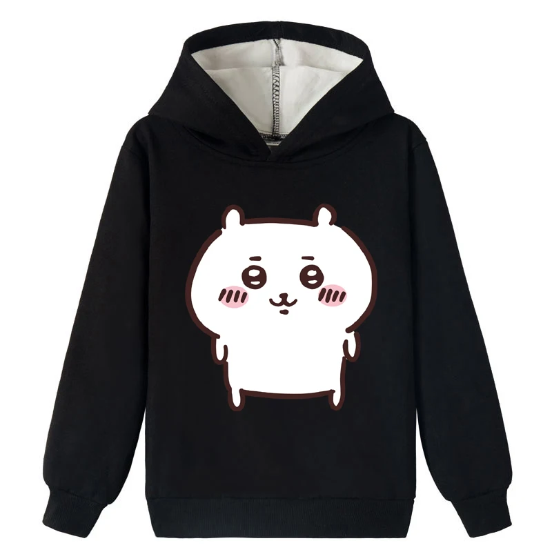 Chiikawa – sweat à capuche doublé polaire, hauts d'hiver à manches longues en coton, sweat-shirt unisexe doux brossé pour enfants de 2 à 14 ans
