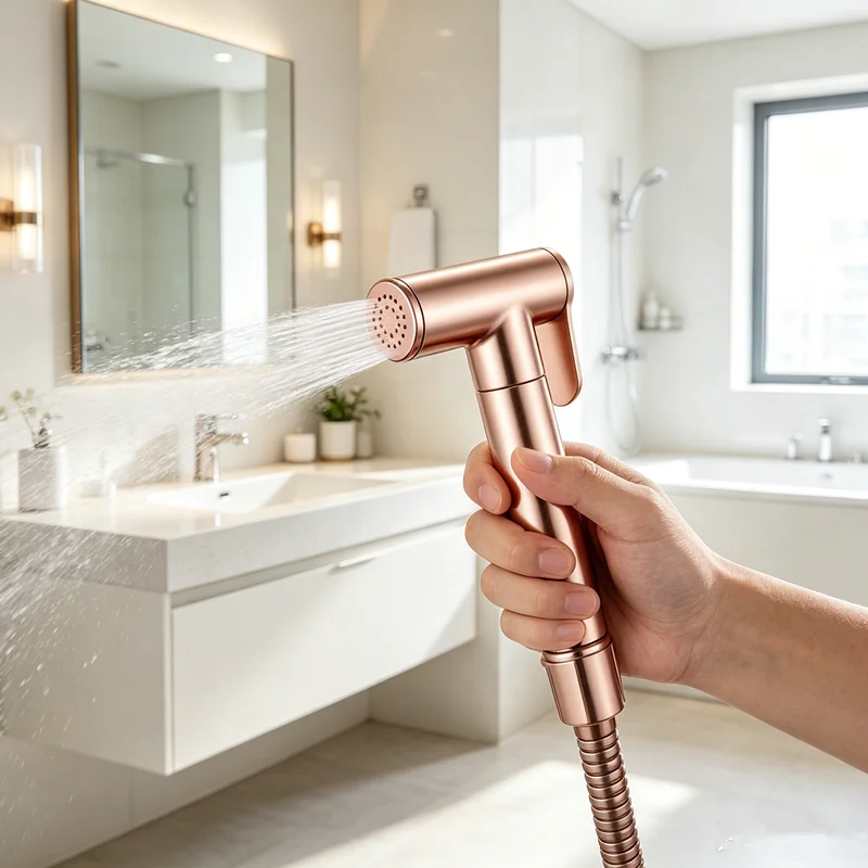 Portable shower bidet spray set rose gold sprayer toilet faucet brass hot and cold water mixing valve showerhead flushing