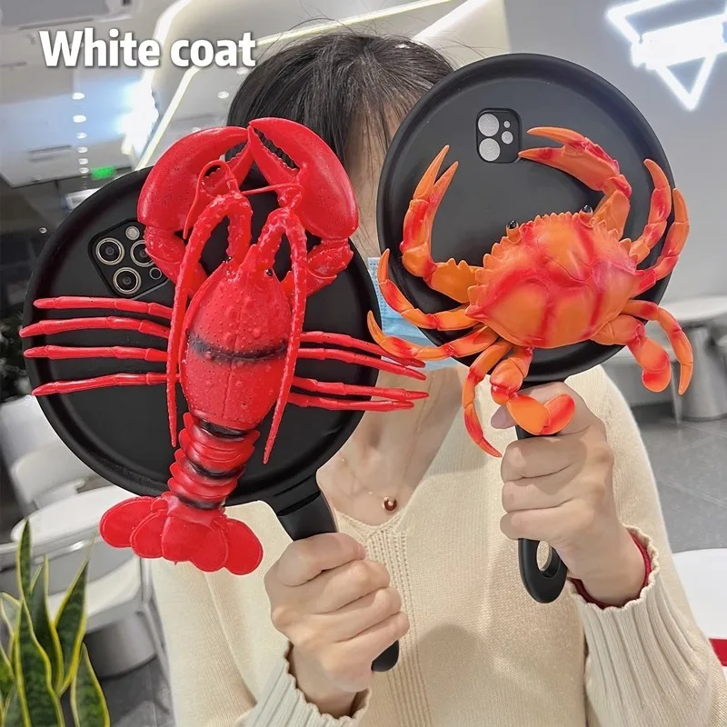 Funny Decompressed Lobster And Crab Liquid Silicone Shockproof Fall Prevention Phone Case For Iphone 11/12/13/14/Pro/Max Case