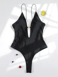 Miyouj Solid Color Swimwear Women's Swimsuit Bandage One Piece Suit High Waist Beachwear High Cut Bathsuit Hollow Out Swimsuits