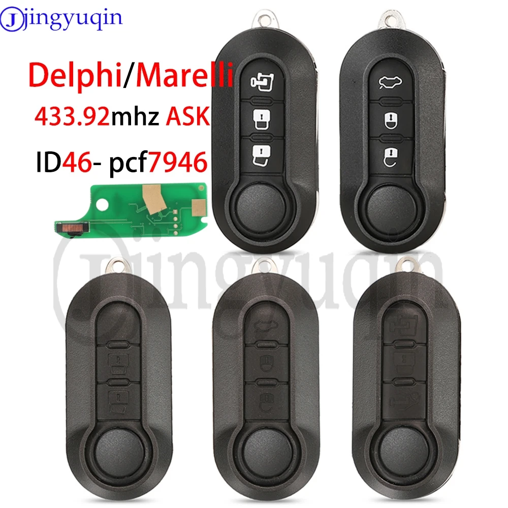 

JYQ Delphi/Marelli 433 МГц ID46 Автомобильный дистанционный ключ для Fiat MPV Bravo/Ducato 500 Doblo Qubo Grande Punto Citroen Jumper Peugeot Boxer