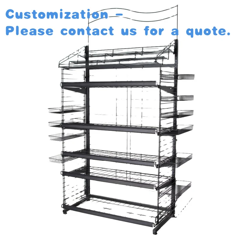 

custom.Metal Food Display Stand Powder Coated Store Display Rack Supermarket Use
