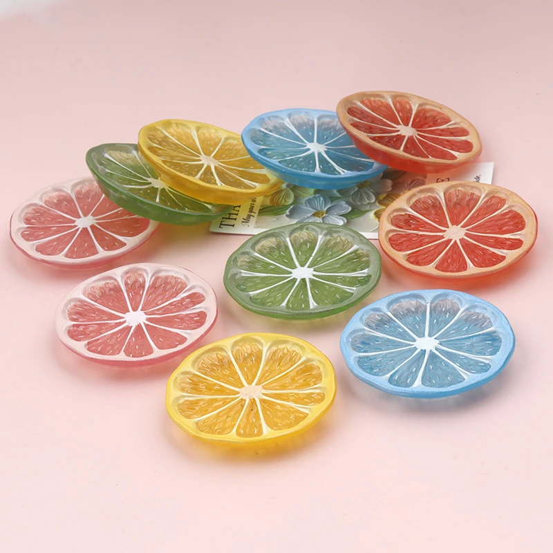 5/50pcs Lemon Slice Plate Decor Resin Cabochons Lemon Model Transparent Fruit Charms DIY Decoration Home Desktop Decoration