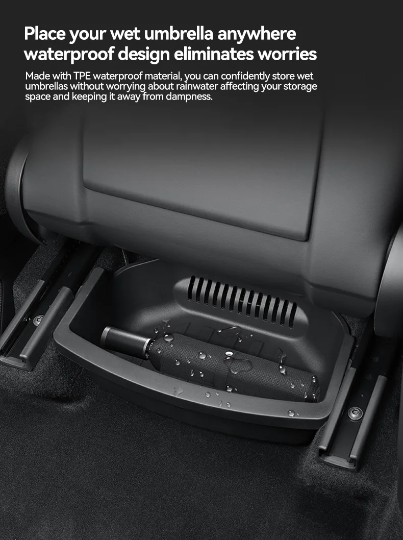 YZ Under Seat Storage Box For Tesla Model YL 6-Seat 2026 Drawer Front Rear Seat Lower Organizer Tray Car Interior Accessories