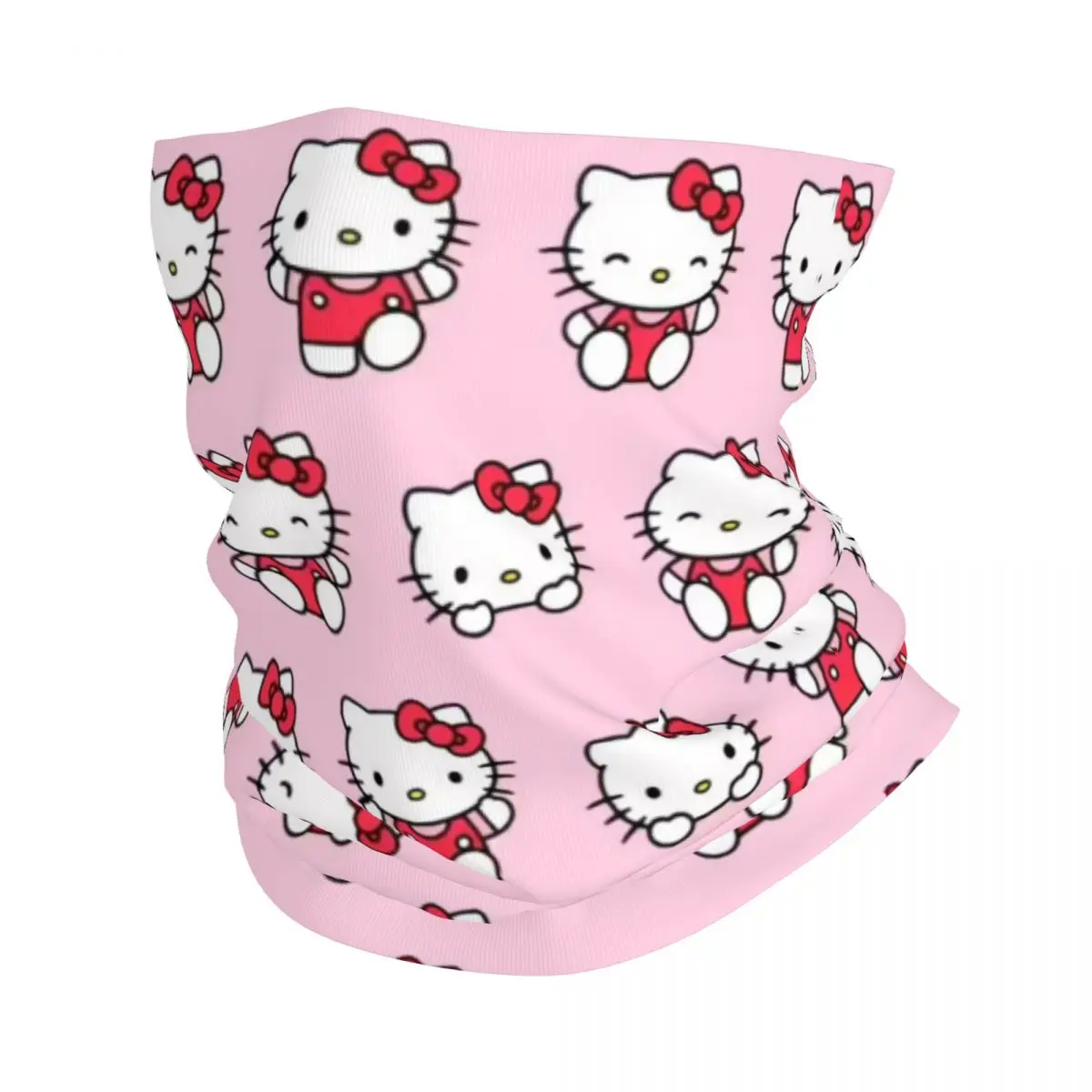 Custom Hello Kitty Pattern Neck Gaiter Men Women Windproof Winter Sanrio Bandana Scarf for Cycling