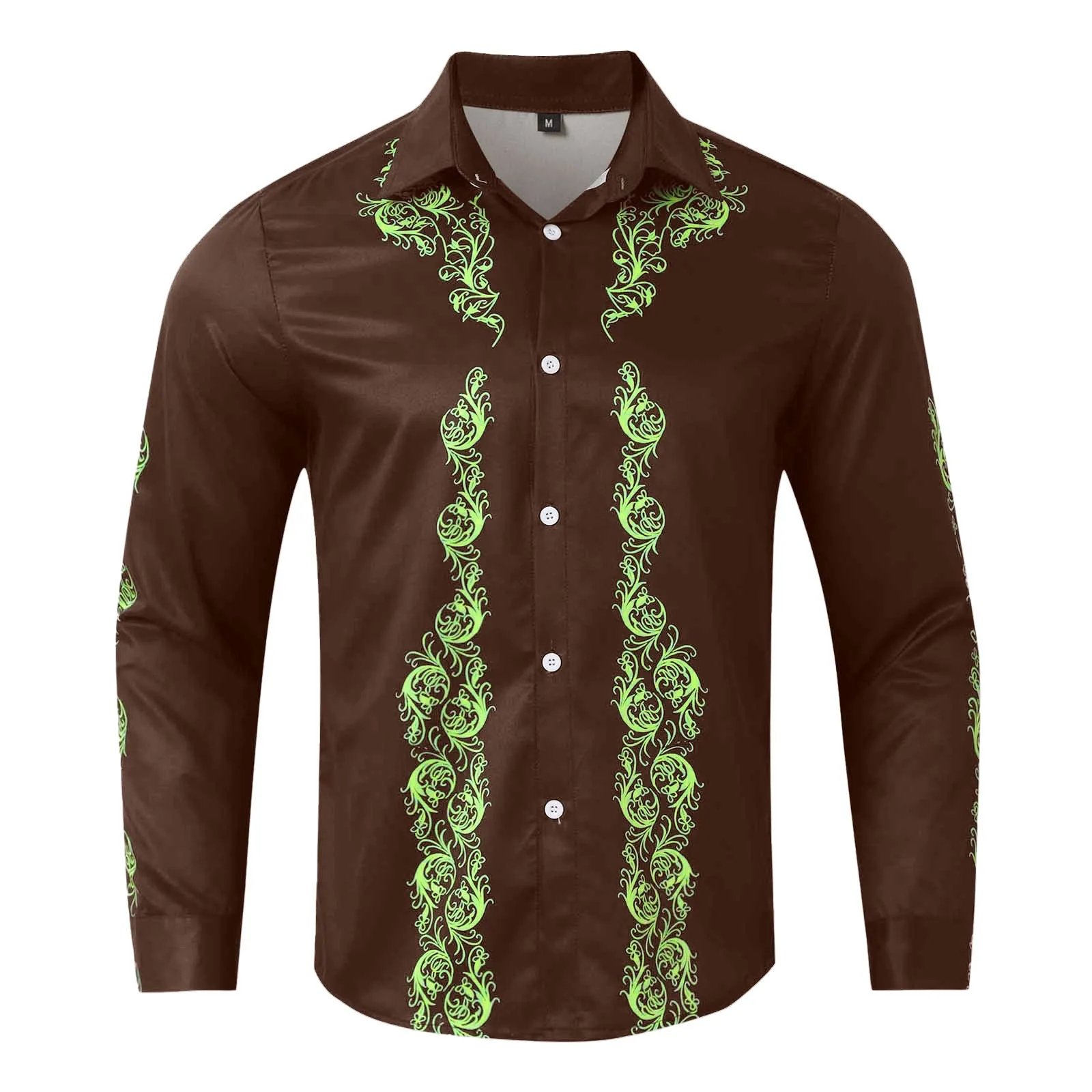 

2025: мужская рубашка больших размеров с 3D-принтом в стиле ретро и свободными пуговицами с лацканами и длинными рукавами