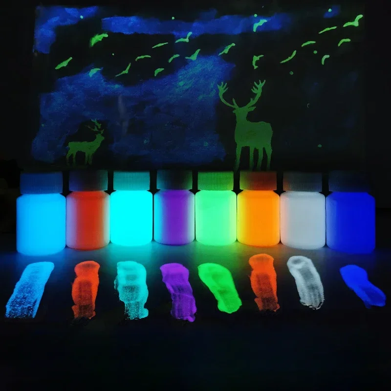 100g High Brightness Luminescent Acrylic Paint Art Hand-painted Textile Wall DIY Water-based Fluorescent Pigment