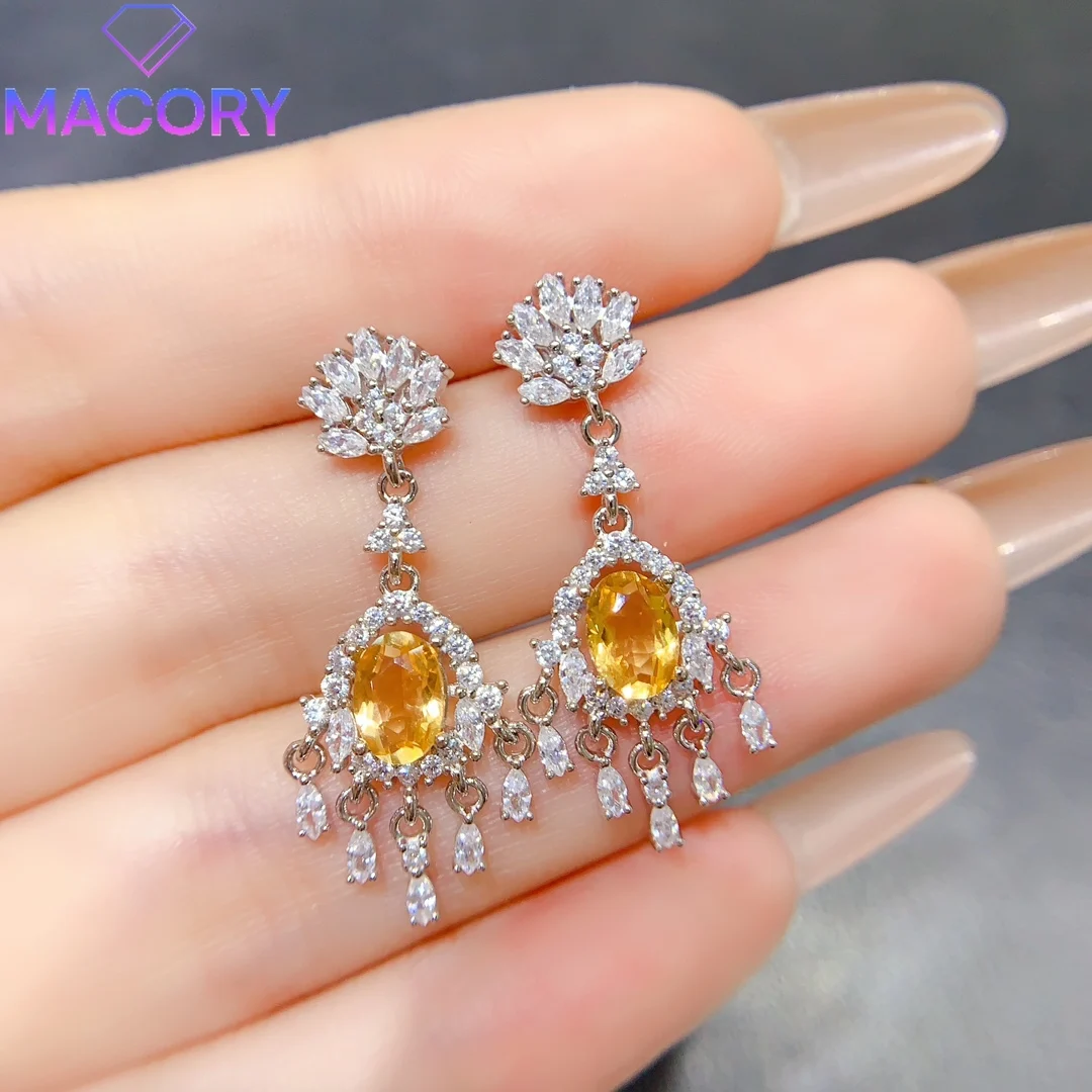 Female natural citrine earrings silver 925 designer luxury jewelry free delivery boutique gems Christmas Valentine's Day.