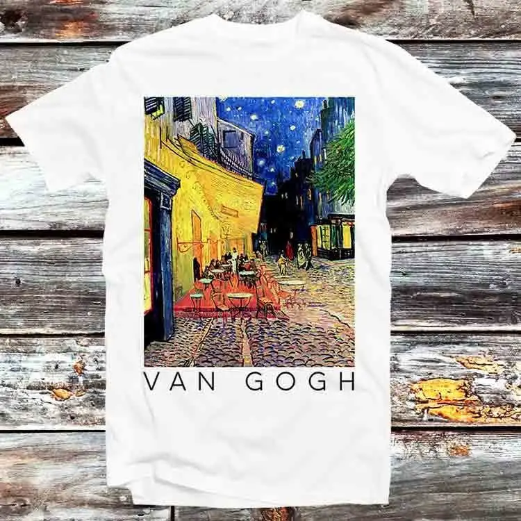 Vincent Van Gogh Cafe Terrace At Night Art T Shirt Vintage Retro Cool Cartoon Anime Top B924