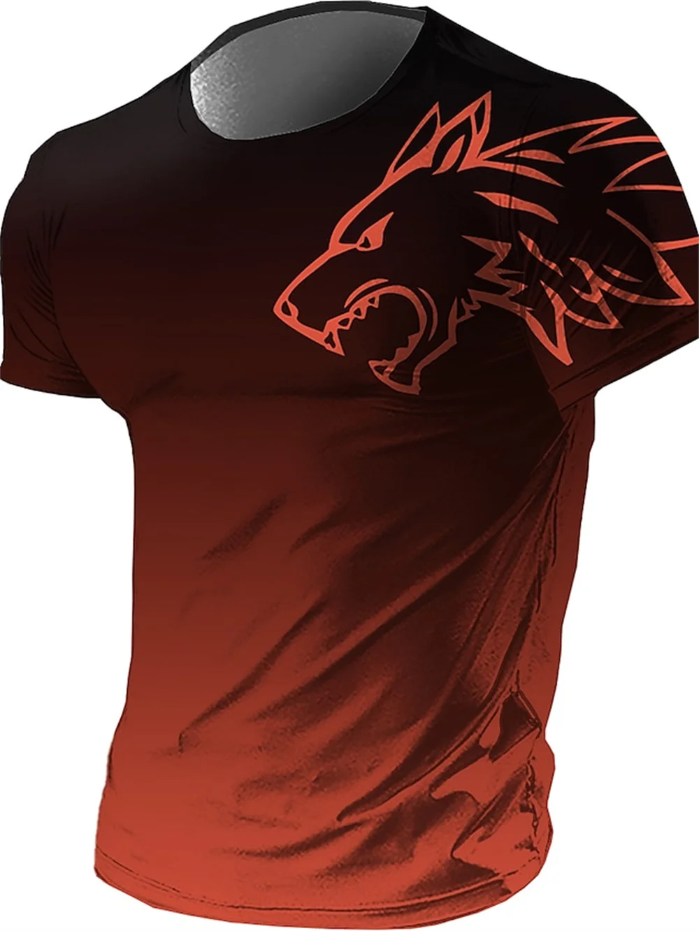 Oversized T-shirt 3d Wolf Pattern Tees For Men Plaid Short-sleeved Summer Clothing Casual Tops American Flag Print T Shirt 3XL