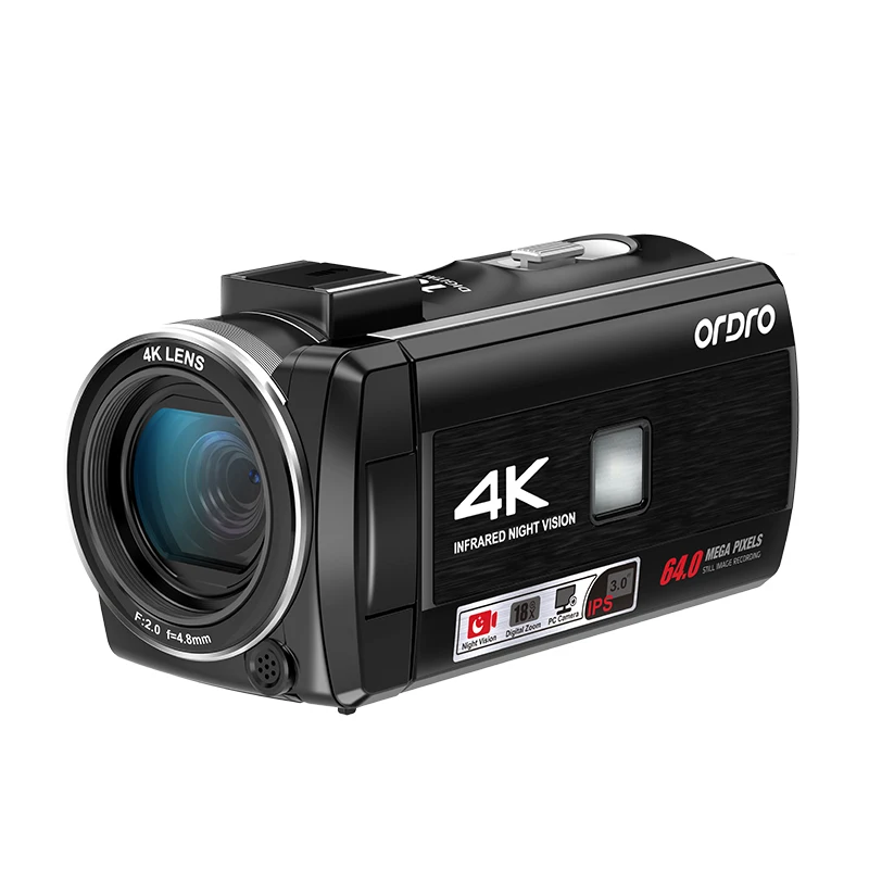 Kamera wideo ORDRO Z36 4K z 18-krotnym zoomem cyfrowym, noktowizorem na podczerwień i 64-megapikselową kamerą w stylu vintage do vlogów. — zdjęcie produktu 3