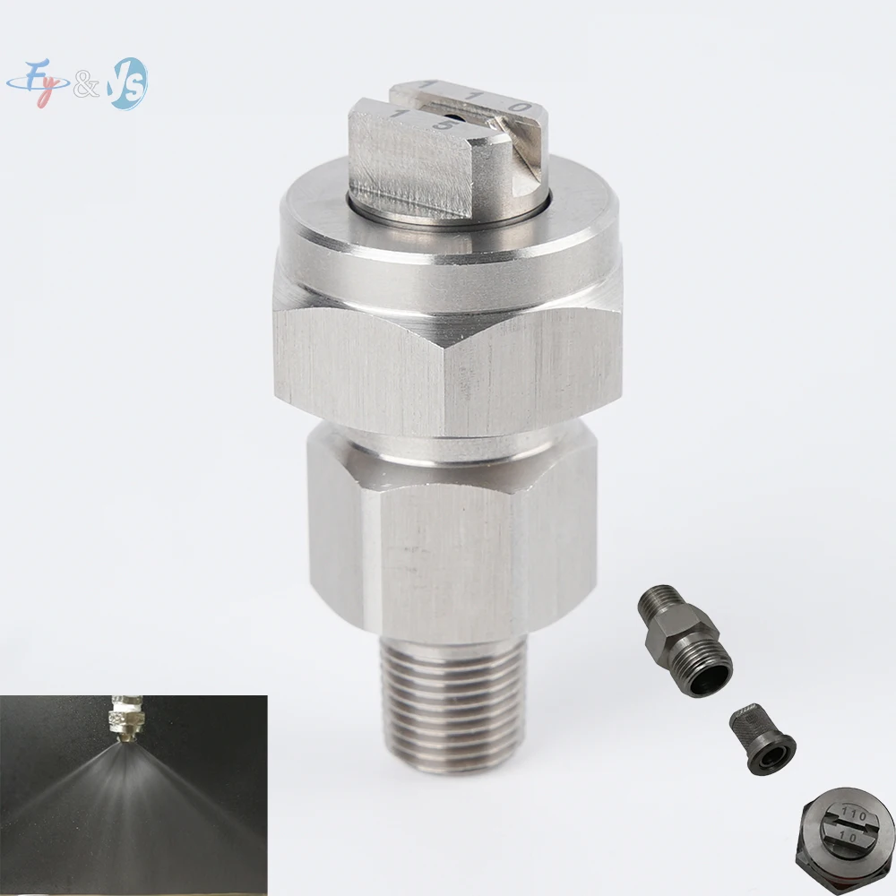 1/4" Male TPU Flat Fan Spray Nozzle Stainless Steel,Mult -Angle Removable Tp Tips Anti-clogging, for Industrial Cleaning&Cooling