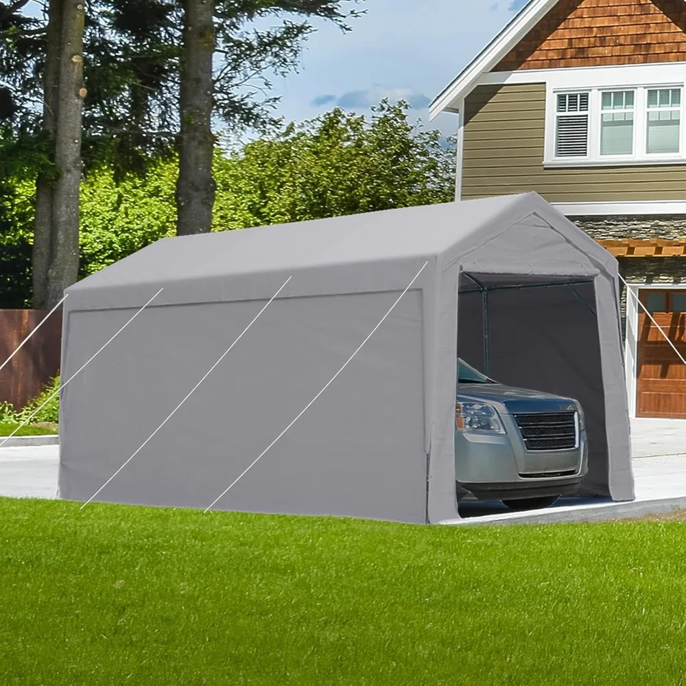 

12' X 20' Carport with 2 Ventilation Windows and Large Door for Car, Truck, Boat, Garden Tools, Heavy Duty Portable Garage