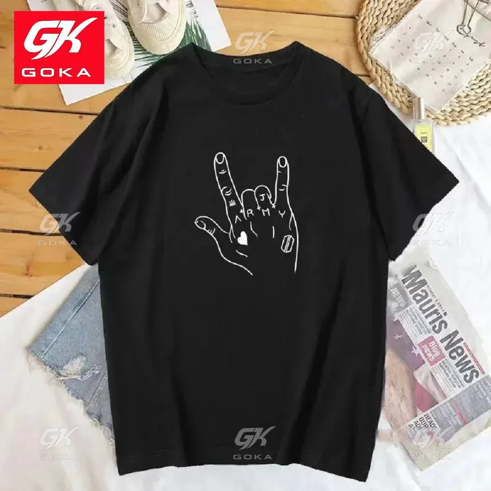 Hand Tattoos Graphic Short Sleeve T-Shirt Men  Sumemr Pritn Cotton T Shirts Korean Fashion Clothing Tops Vintage Unisex Tees