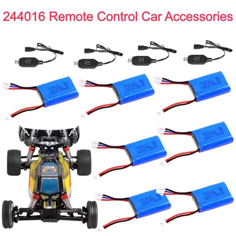 244016 1:24 High Speed Remote Control Car RC Car 7.4V 350mAh Battery USB Charger Spare Accessories for 244016 RC Car Model