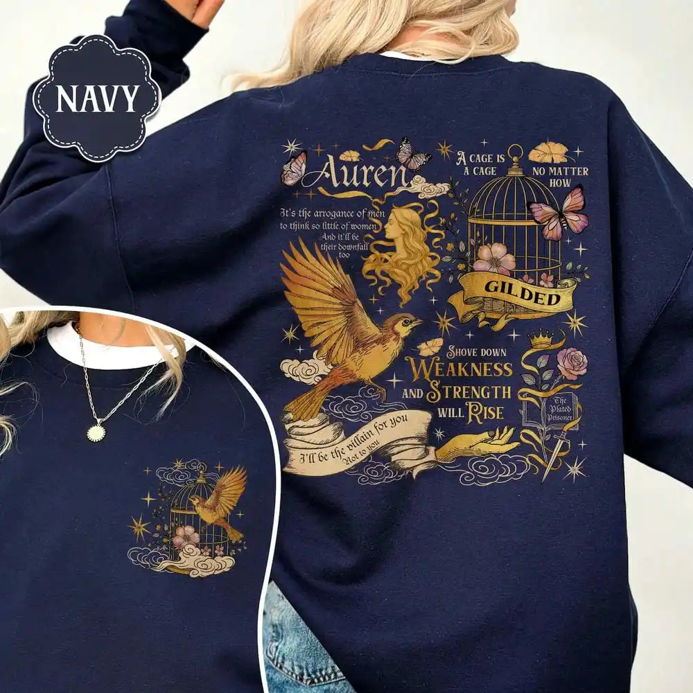 Überzogenes Prisoner Book Sweatshirt Auren & Slade Gild Cage Pullover Damen Vintage Langarm Rundhals-Fleece-Sweatshirt Lässig