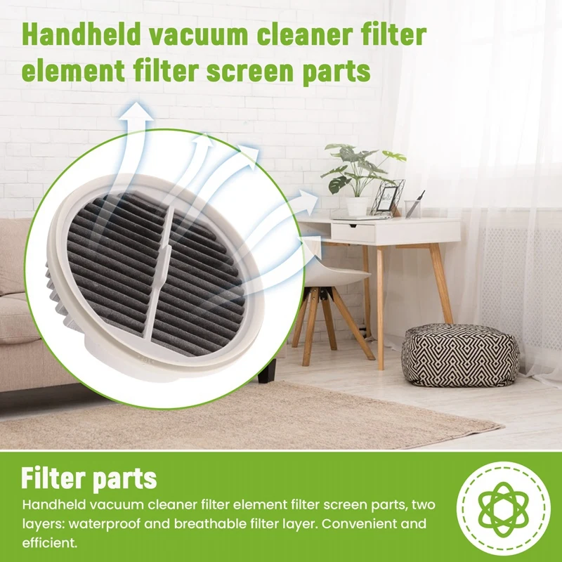 قطعتان لفلتر المكنسة الكهربائية المحمولة HEPA (عبوتين) باللون الأبيض لـ MJXCQ01DY Model-A07G