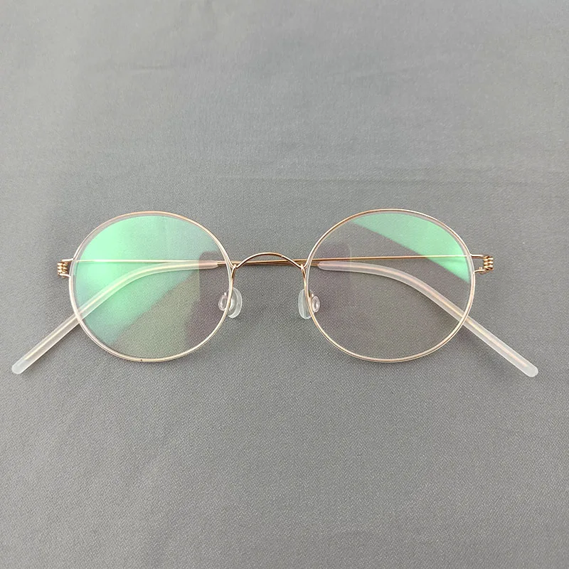 Jian Dan Linde Ultra-light Pure Titanium Retro Small Round Frame Myopia Frame Simple Thin Leg Thin Frame Small Face Art Frame.