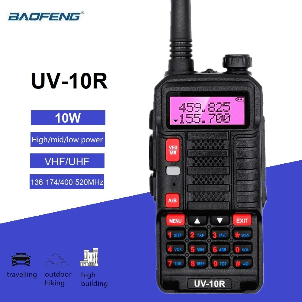 

uv10r Baofeng UV-10R 10W Walkie Talkie Long Range 10km Dual Band vhf uhf Scanner Radio Station Ham Radio Transceiver for Hunting