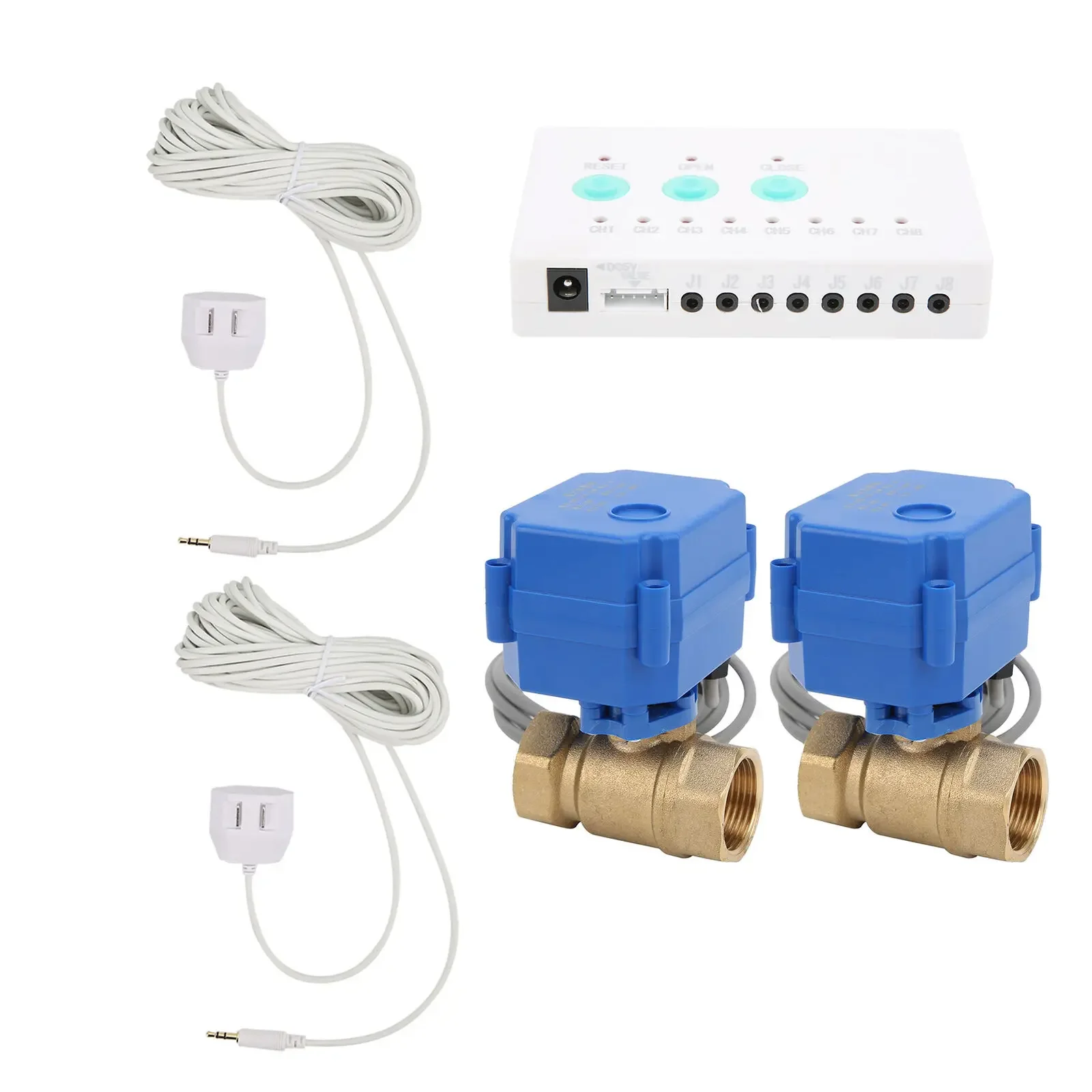 

Water Leakage Sensor for Smart Home Sensor Cable with 2pcs 1/2" Water Shutoff Valve Water Leak Detector