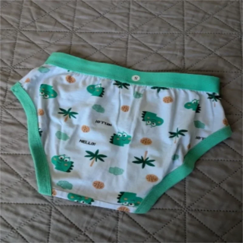 ABDL Adult baby Cute Green Dinosaur Man's Brief/man's Diaper Brief/Home Couple Pure Cotton Soft Study Pants