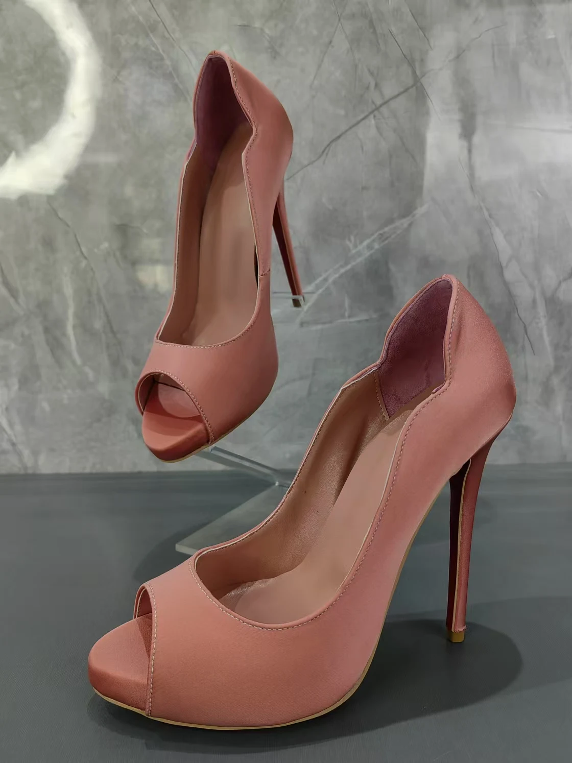 

Pink Sweet Women's High Heels Peep Toe Thin Sole Women Single Shoes Wrap Heels Comfortable Spring 2025 New Ladies Shoes
