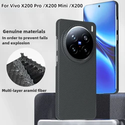 Carbon Fiber Phone Cases for Vivo X200 Pro /X200 Pro Mini /X200 Aramid Carbon Fiber Business Protective Case Hard Shell
