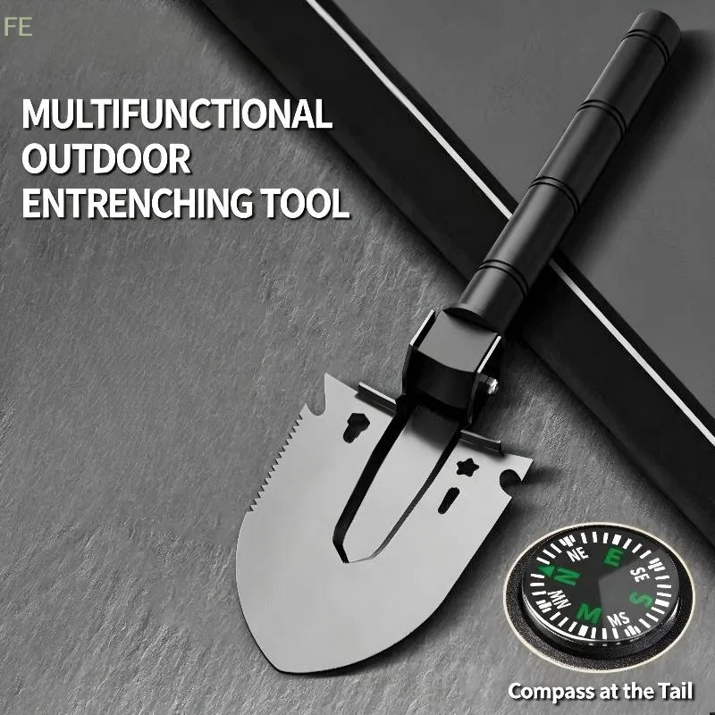 [F] Survival Shovel Multi-Tool, Portable Engineer Shovel For Disaster Recovery,Car Emergency,Camping,Digging,and Gardening