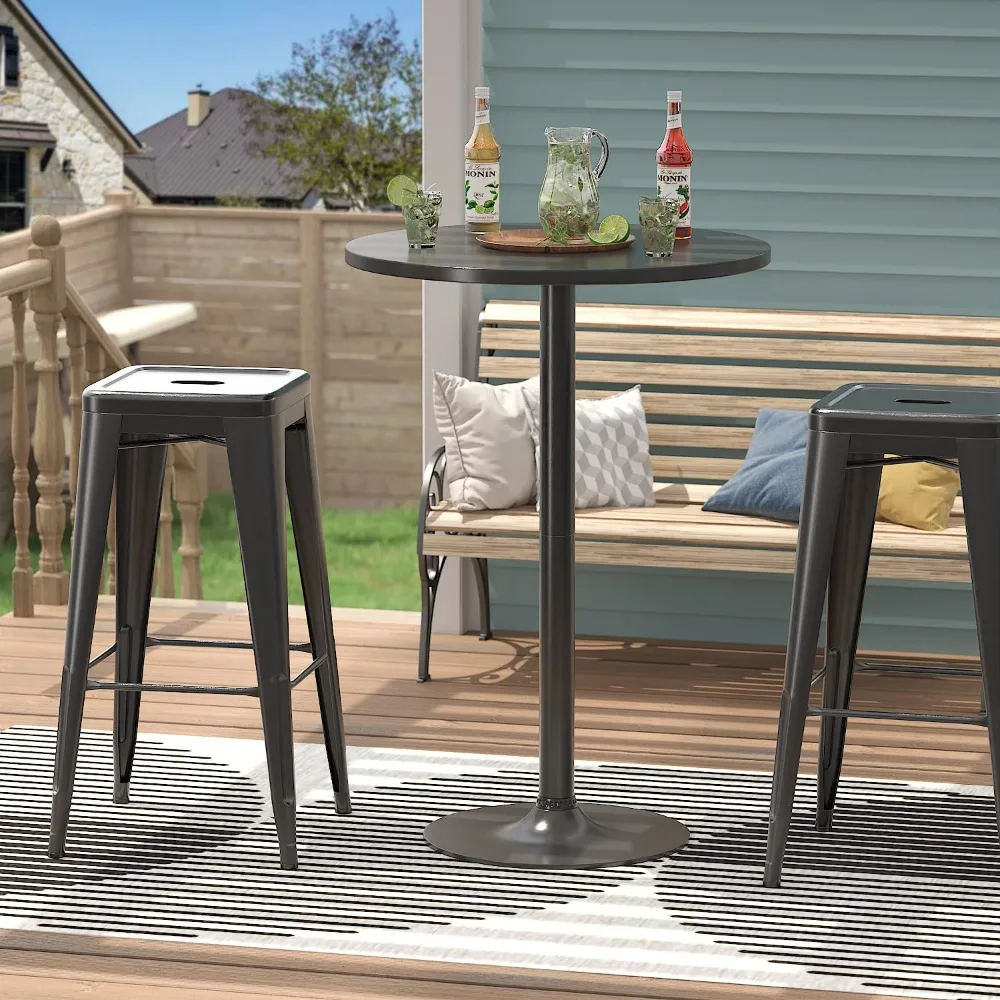 

Round Bar Table Metal Base MDF Countertop Obsidian Countertop 23.8 Inches Countertop, 39.5 Inches High (black, Set of 1 Piece)