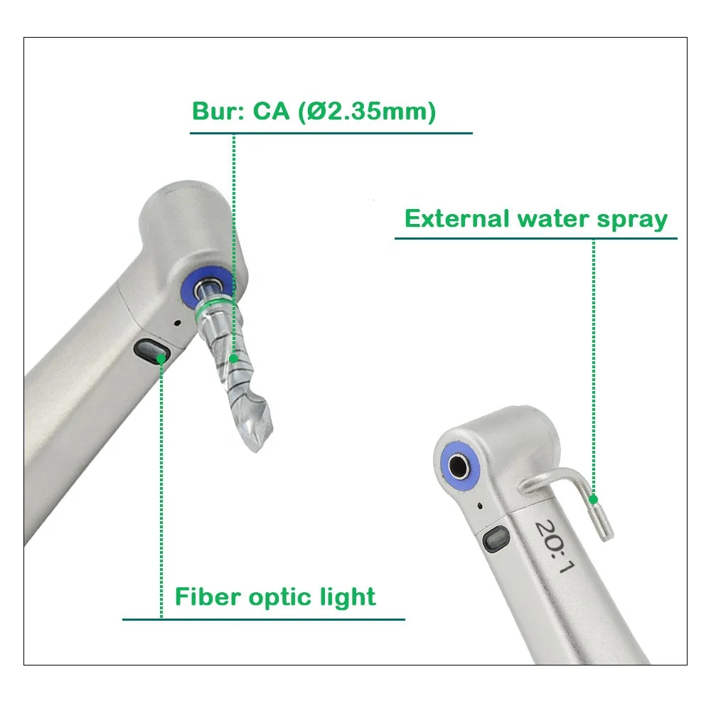 Tandheelkundige glasvezel 20:1 imp lant handstuk tandheelkundige lage snelheid hoekstuk tandheelkundige