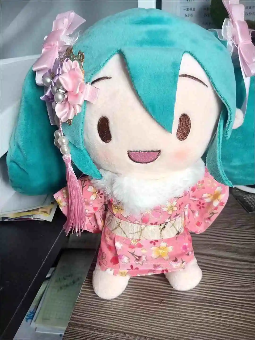 Neue echte japanische Hatsune Miku Miku Puppe süße Fufu Baumwolle Plüsch Puppe Spielzeug Cartoon Peripherie Spielzeug schöne Weihnachten Mädchen Geschenk