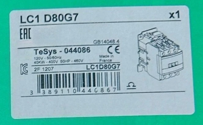 Brand New Lc1D80G7 Contactor Coil 120V 80A  Spot Plc Fast Delivery
