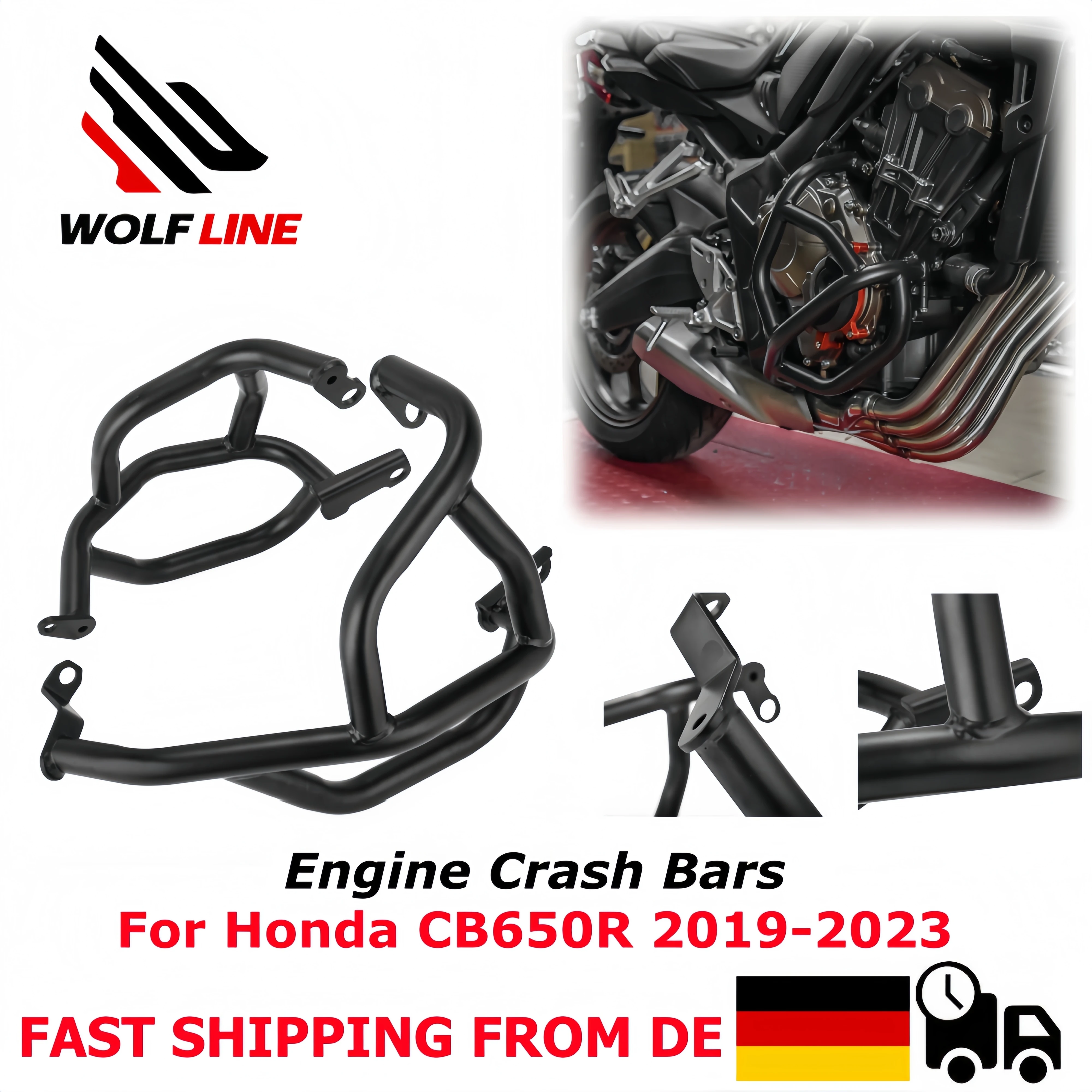 WOLFLINE Sturzbügel für CB650R CB 650R Motorschutzstoßstange für Honda CB650R Highway Engine Crash Bumper 2019–2023 Absturzsicherung