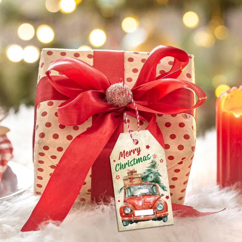 

50pcs Christmas Tags - Holiday Gift Tags with Santa, Snowman & Reindeer Designs, Perfect for Christmas Decorations and Presents