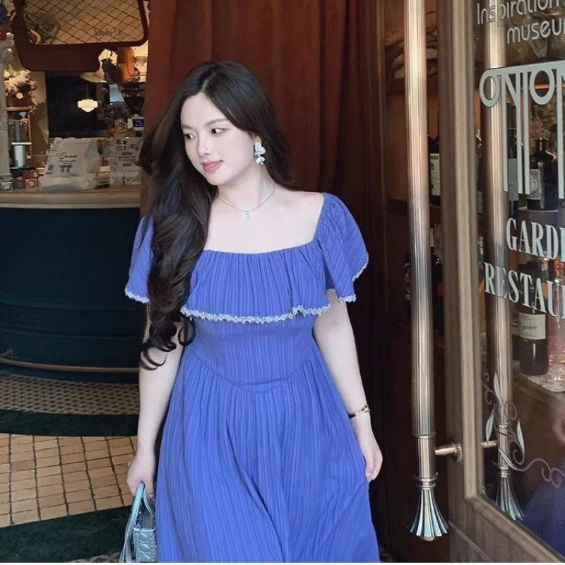 Plus Size Women Summer Long Dress, Boho Bohemian One Shoulder Design, Ruffle Hem Elegant Slimming Holiday Casual Dress