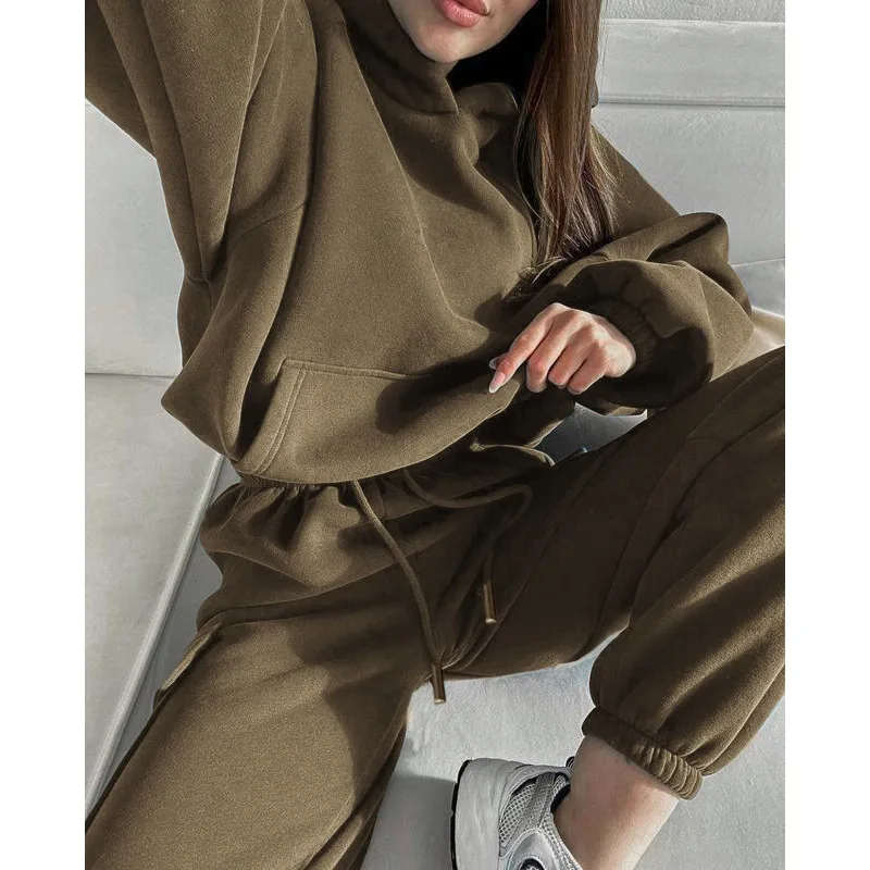 Autumn and Winter Women's New Fashionable Sports and Leisure Hoodie Set