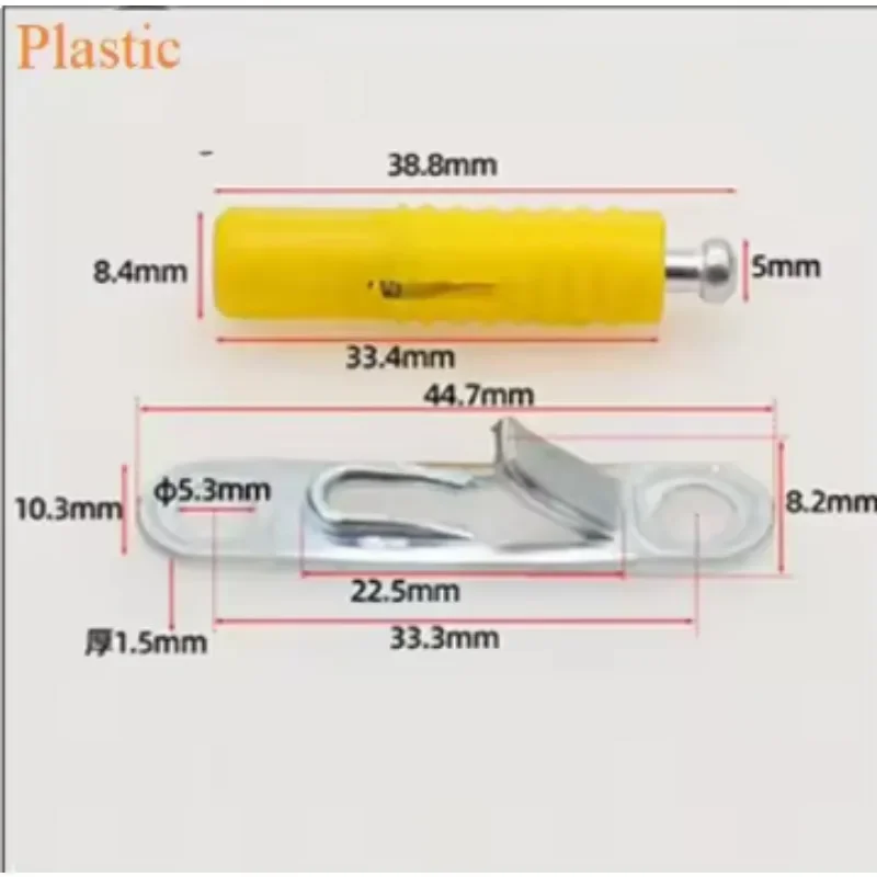 

50Pcs Zinc Plastic 2 In 1 Invisible Funiture Cabinet Joiner Connector Spring Loaded Sliding Snap-on Pin Open Wardrobe Bookshelf
