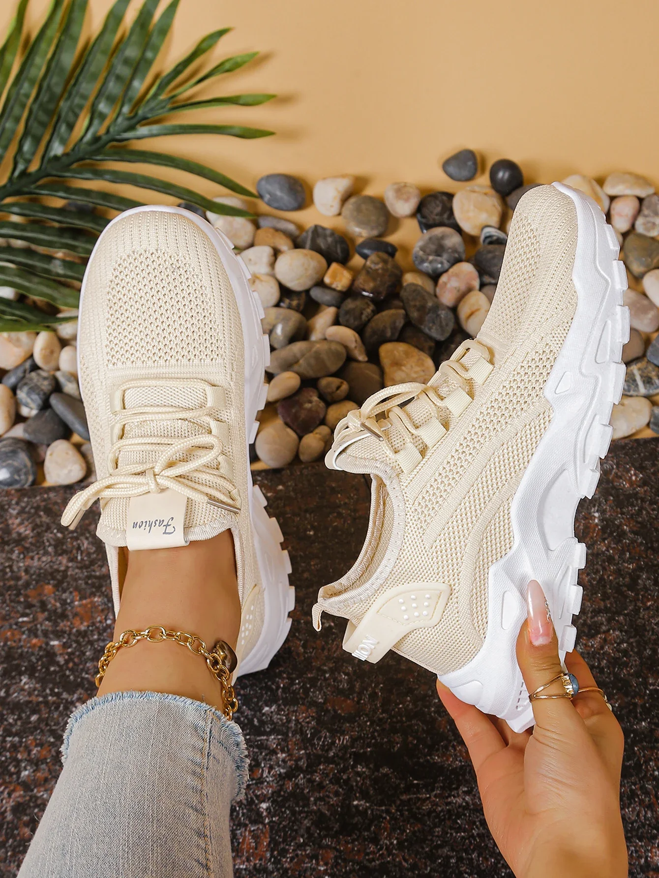 Atmungsaktive Strick-Sneaker, Modische, Bequeme, Rutschfeste Schuhe mit Weicher Sohle für Damen, Outdoor-Wanderschuhe, Kostenloser Versand – Detail 14