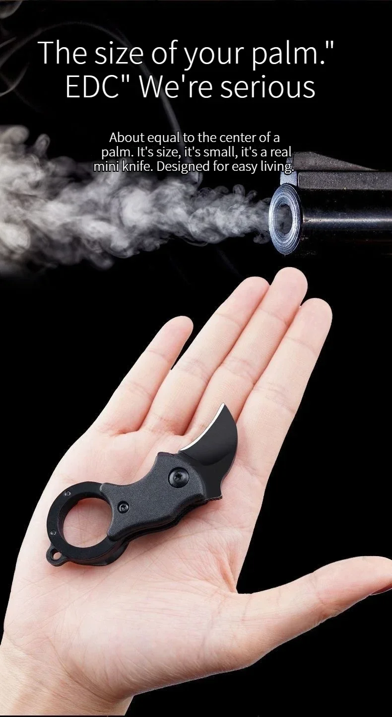 NEUER Schlüsselanhänger Taschenmesser aus Edelstahl für Camping, kleines tragbares Mini-Messer, Schäler, feststehende Klinge, Multi-EDC-Werkzeug mit Kette – Detail 6