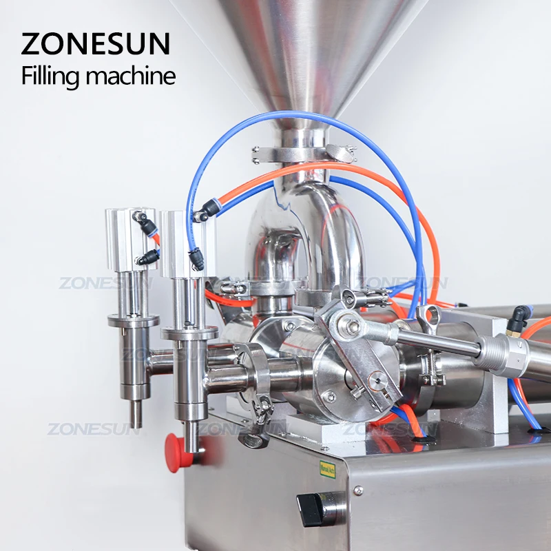 ZONESUN ZS-GT2 50-500ml Double Heads Shampoo Cream Ketchup Moisturizer Cosmetic Oil Jam Lotion Honey Food Paste Filling Machine