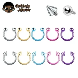 5pcs ASTM F136 Titanium Horseshoe Piercing Intemal Thread Nose Ring U Shape Hoop Ear Septum Helix Lip Tragus Piercing Jewelry