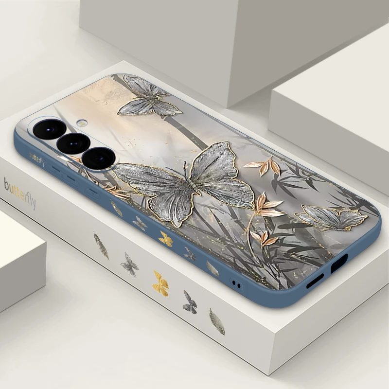 

Bamboo Butterfly TPU Case For Samsung Galaxy S25 S24 S22 Ultra S23 FE A17 A56 A16 A55 A25 A15 A36 A35 A54 5G Soft Phone Cover
